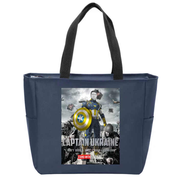 Captain Ukraine Stand With Zelenskyy I Dont Need A Ride Ammo Army Zip Tote Bag