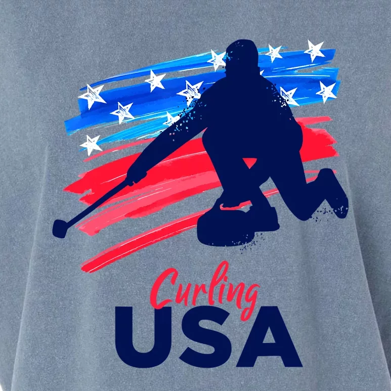 Curling USA Support The Team USA Flag Curl Clean Garment-Dyed Women's Muscle Tee