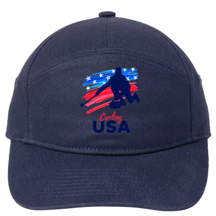 Curling USA Support The Team USA Flag Curl Clean 7-Panel Snapback Hat