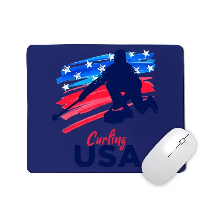 Curling USA Support The Team USA Flag Curl Clean Mousepad