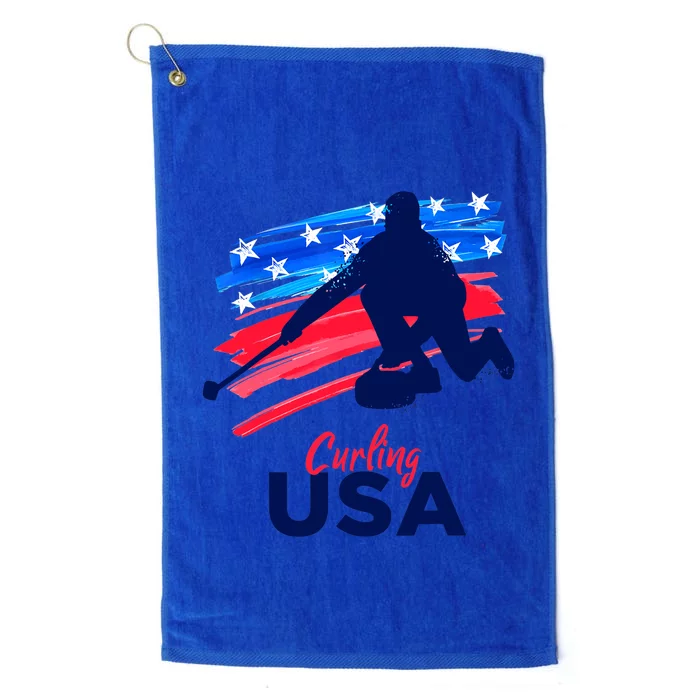 Curling USA Support The Team USA Flag Curl Clean Platinum Collection Golf Towel