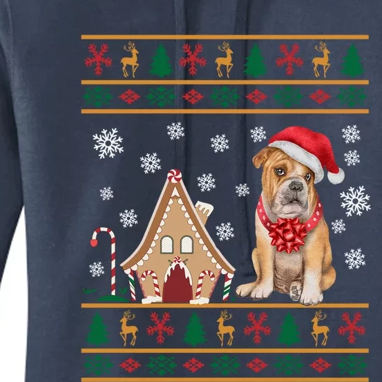 Christmas Ugly Sweater English Bulldog Santa Hat Reindeers Meaningful Gift Women's Pullover Hoodie