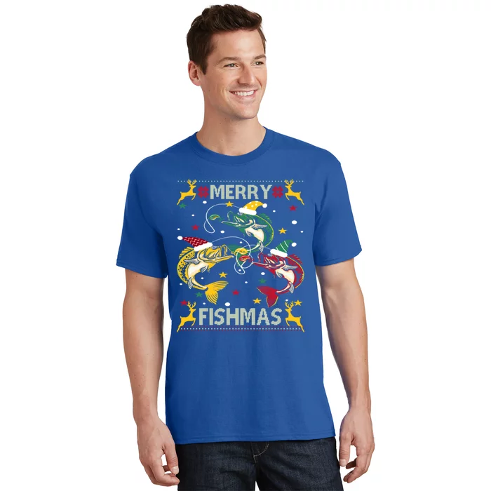 Christmas Ugly Sweater Merry Fishmas Funny Angler Gift T-Shirt