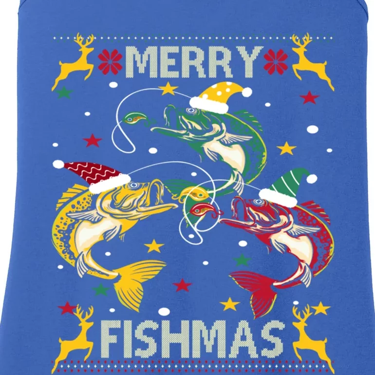 Christmas Ugly Sweater Merry Fishmas Funny Angler Gift Ladies Essential Tank