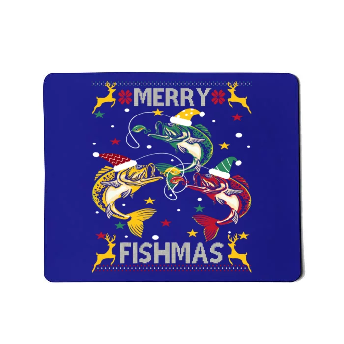 Christmas Ugly Sweater Merry Fishmas Funny Angler Gift Mousepad