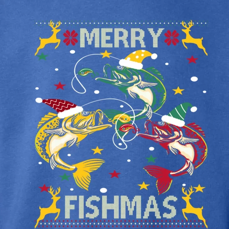 Christmas Ugly Sweater Merry Fishmas Funny Angler Gift Toddler Hoodie