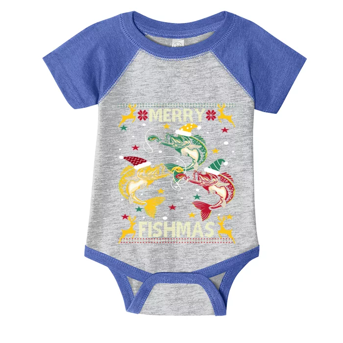 Christmas Ugly Sweater Merry Fishmas Funny Angler Gift Infant Baby Jersey Bodysuit