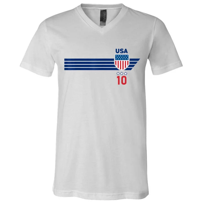 Cool USA Stars Stripes Patriotism US Soccer Fan Jersey V-Neck T