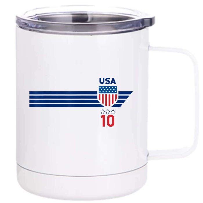 Cool USA Stars Stripes Patriotism US Soccer Fan Jersey Front & Back 12oz Stainless Steel Tumbler Cup