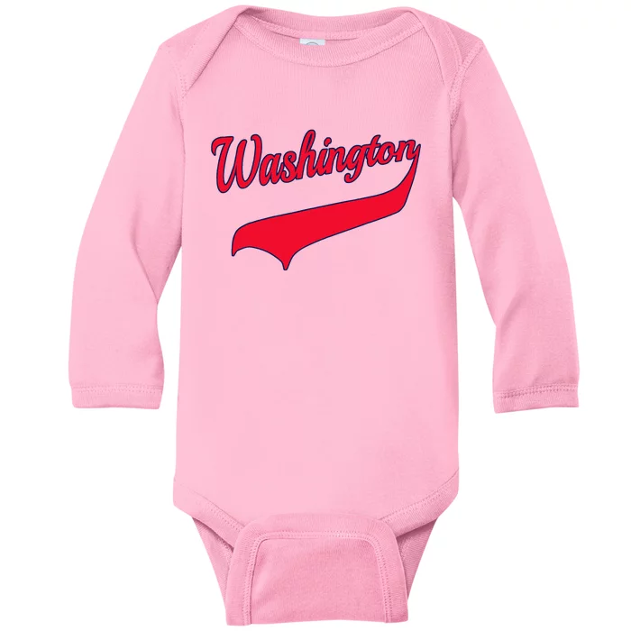 College University Style Washington National Baseball Baby Long Sleeve Bodysuit