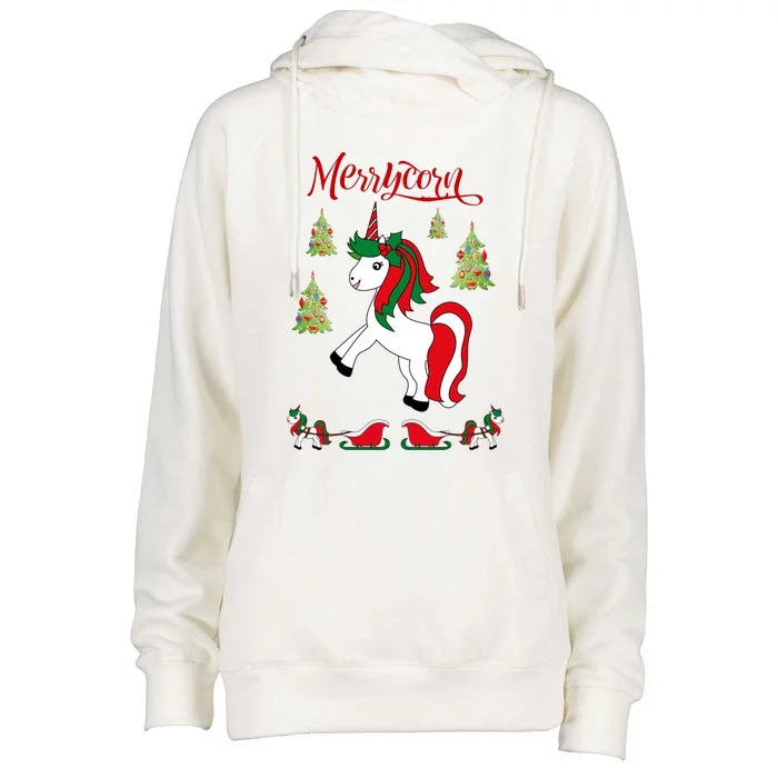 Christmas Unicorn Sweater Merrycorn Unicorn Lovers Xmas Gift Cool Gift Womens Funnel Neck Pullover Hood