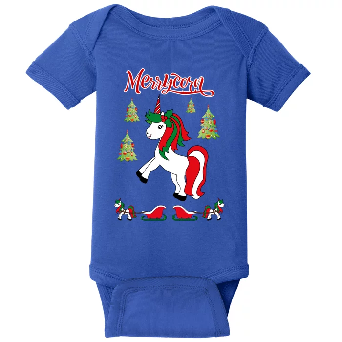 Christmas Unicorn Sweater Merrycorn Unicorn Lovers Xmas Gift Cool Gift Baby Bodysuit