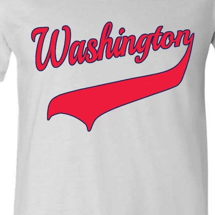 College University Style Washington National Baseball Sport V-Neck T-Shirt