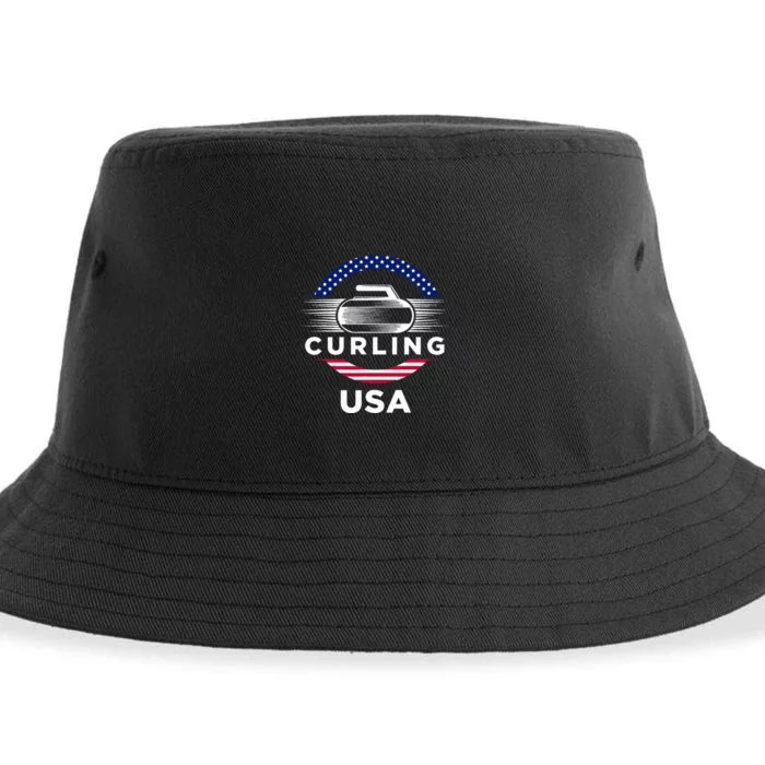 Curling Usa Support Flag Curl Clean Sustainable Bucket Hat