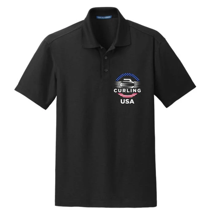 Curling Usa Support Flag Curl Clean Dry Zone Grid Performance Polo