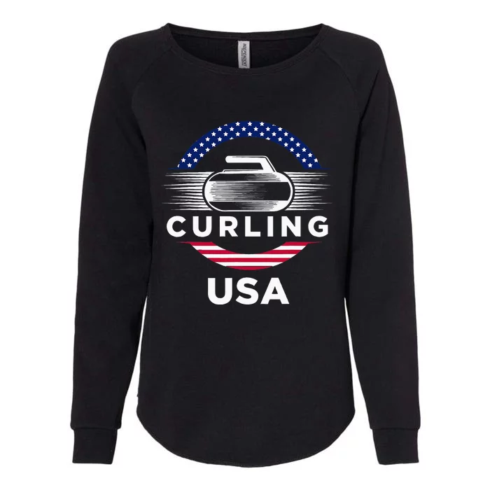 Curling Usa Support Flag Curl Clean Womens California Wash Sweatshirt