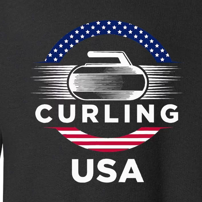 Curling Usa Support Flag Curl Clean Toddler Sweatshirt