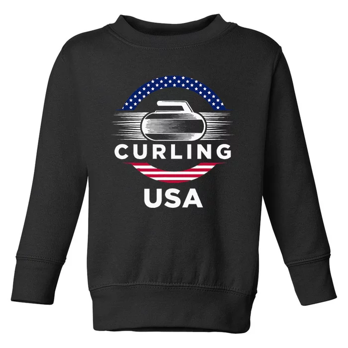 Curling Usa Support Flag Curl Clean Toddler Sweatshirt