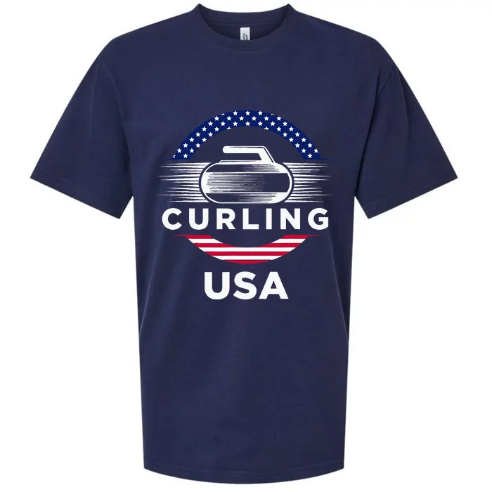 Curling Usa Support Flag Curl Clean Sueded Cloud Jersey T-Shirt