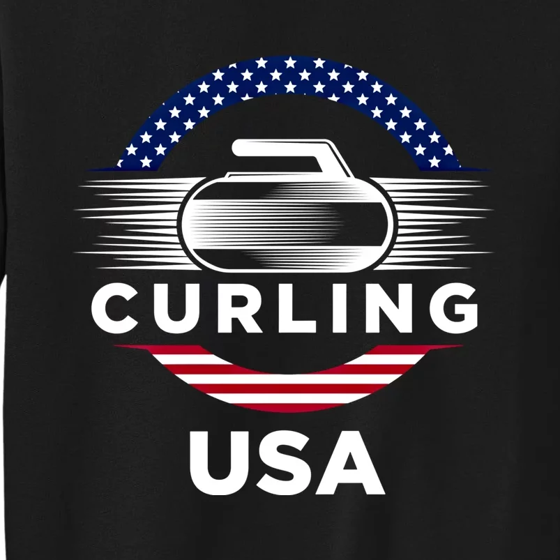 Curling Usa Support The Team Gift Usa Flag Curl Clean Cool Gift Sweatshirt