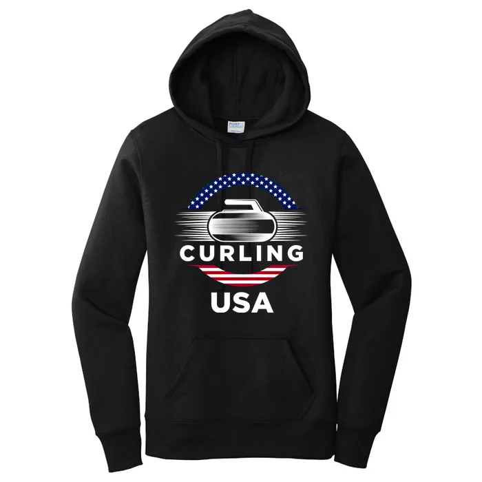 Curling Usa Support The Team Gift Usa Flag Curl Clean Cool Gift Women's Pullover Hoodie