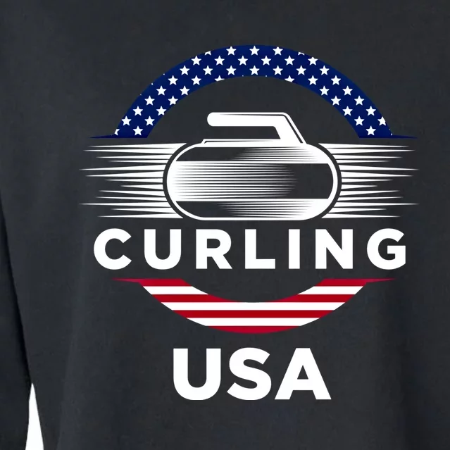 Curling Usa Support The Team Gift Usa Flag Curl Clean Cool Gift Cropped Pullover Crew