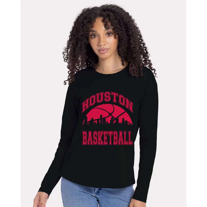 College University style Houston Texas Basketball Sports Fan Womens Cotton Relaxed Long Sleeve T-Shirt