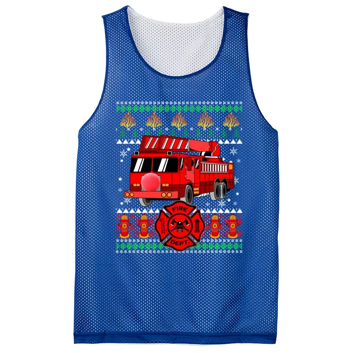 Christmas Ugly Sweater Firefighter Firetruck Christmas Gift Mesh Reversible Basketball Jersey Tank