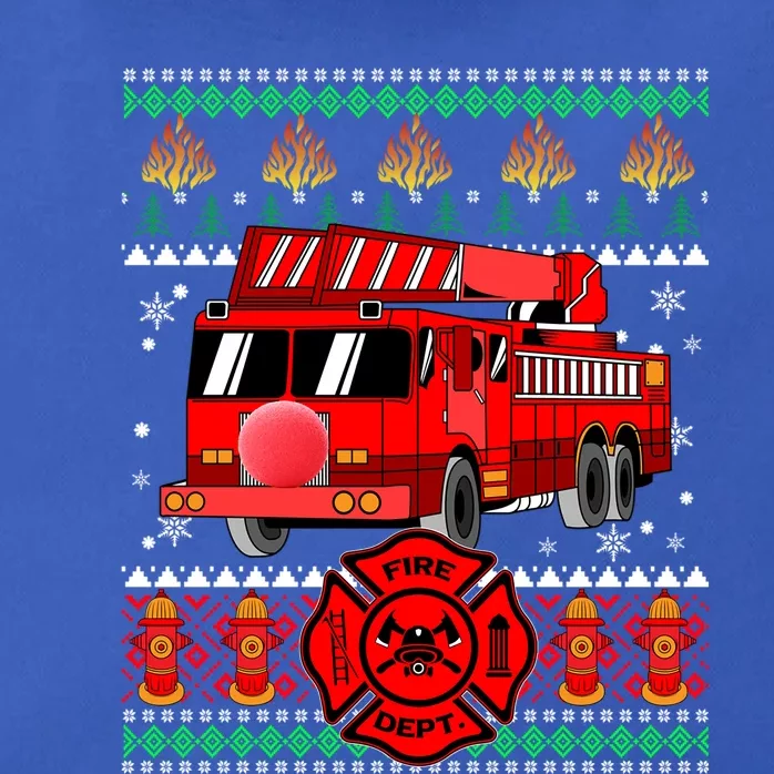 Christmas Ugly Sweater Firefighter Firetruck Christmas Gift Zip Tote Bag