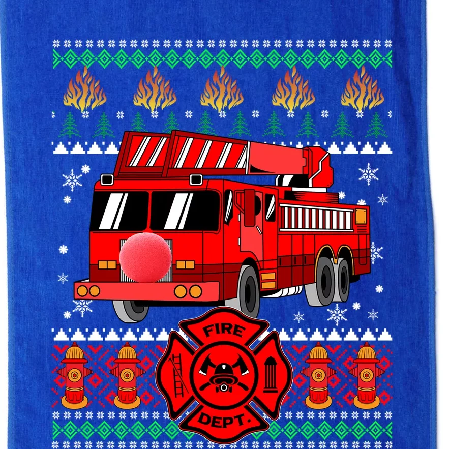 Christmas Ugly Sweater Firefighter Firetruck Christmas Gift Platinum Collection Golf Towel