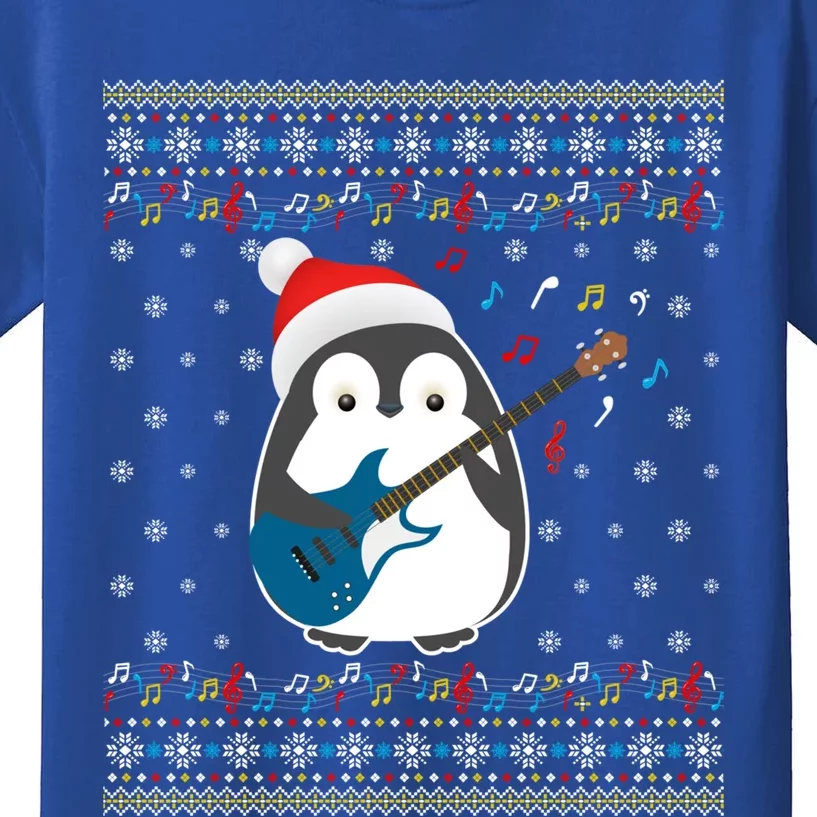 Christmas Ugly Sweater Xmas Family Matching Penguin Guitar Meaningful Gift Kids T-Shirt