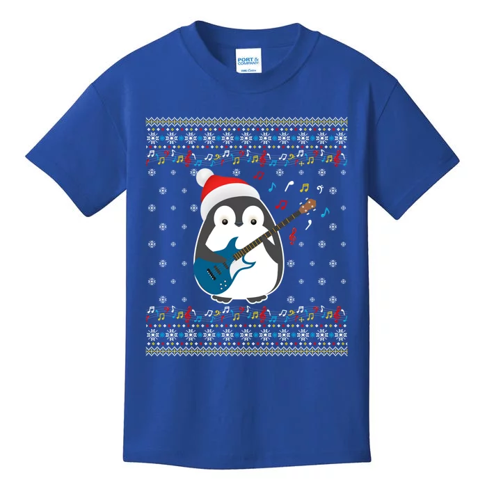 Christmas Ugly Sweater Xmas Family Matching Penguin Guitar Meaningful Gift Kids T-Shirt