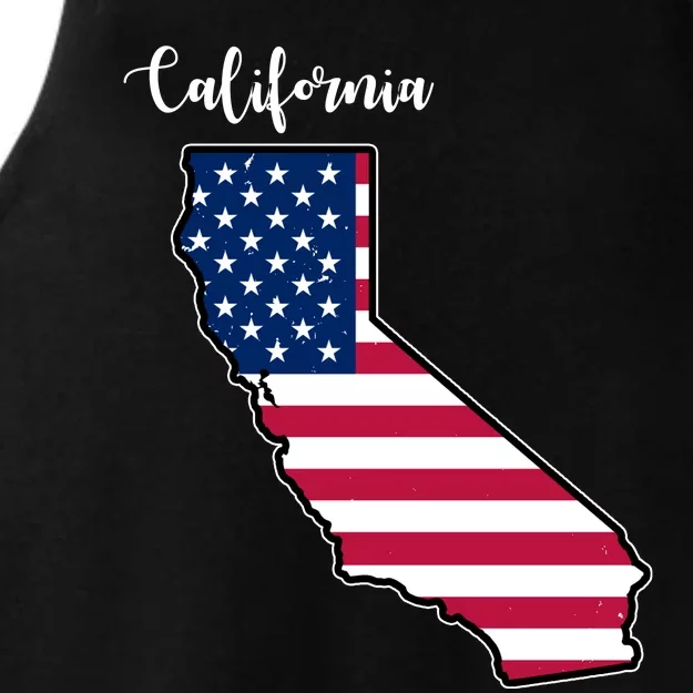 California United States Map Ladies Tri-Blend Wicking Tank