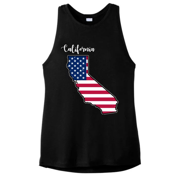 California United States Map Ladies Tri-Blend Wicking Tank