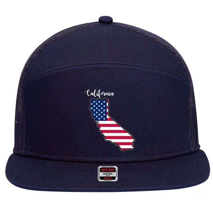 California United States Map 7 Panel Mesh Trucker Snapback Hat