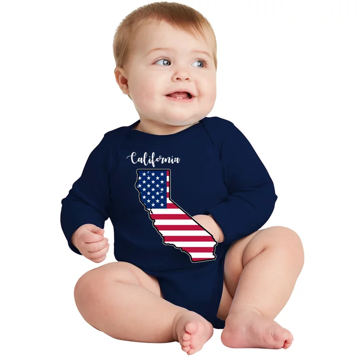 California United States Map Baby Long Sleeve Bodysuit