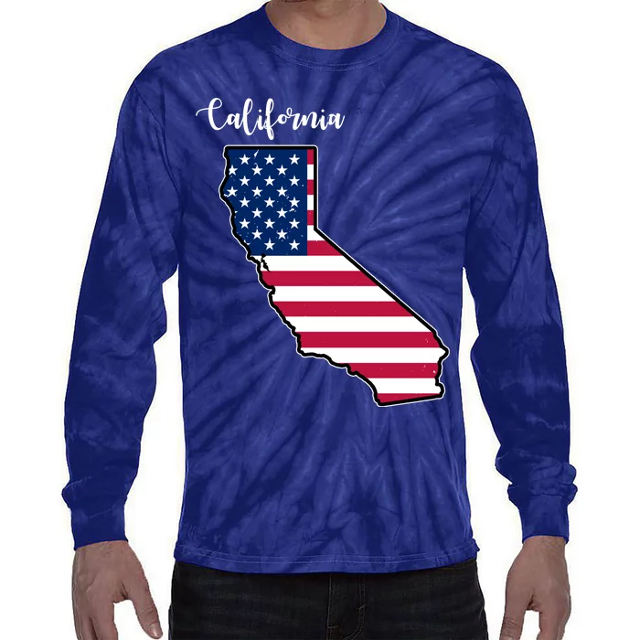 California United States Map Tie-Dye Long Sleeve Shirt