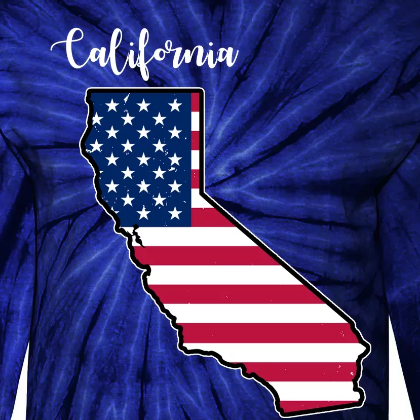 California United States Map Tie-Dye Long Sleeve Shirt