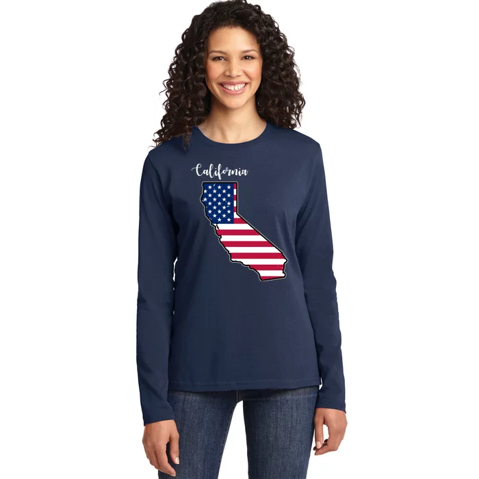 California United States Map Ladies Long Sleeve Shirt