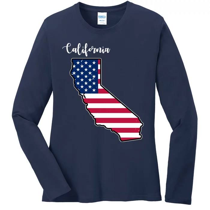 California United States Map Ladies Long Sleeve Shirt