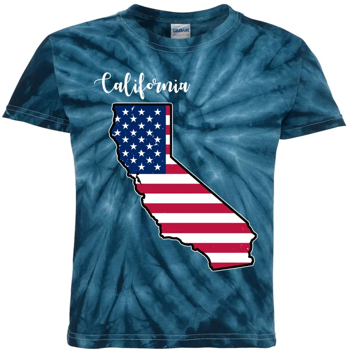 California United States Map Kids Tie-Dye T-Shirt