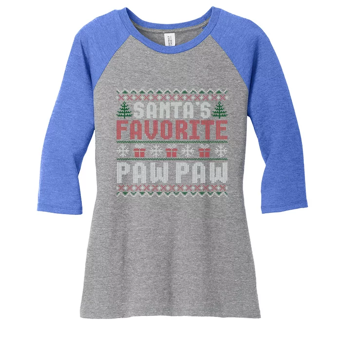 Christmas Ugly Sweater Funny Santa Claus Paw Paw Meaningful Gift Women's Tri-Blend 3/4-Sleeve Raglan Shirt