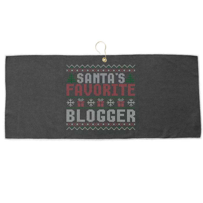 Christmas Ugly Sweater Funny Santa Claus Blogger Large Microfiber Waffle Golf Towel