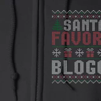 Christmas Ugly Sweater Funny Santa Claus Blogger Full Zip Hoodie