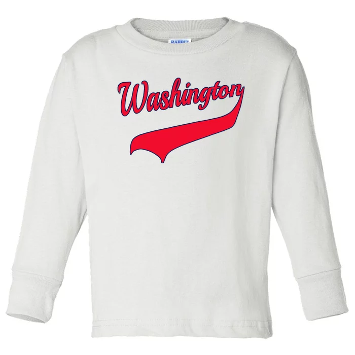 College University Style Washington National Baseball Sport Toddler Long Sleeve Shirt