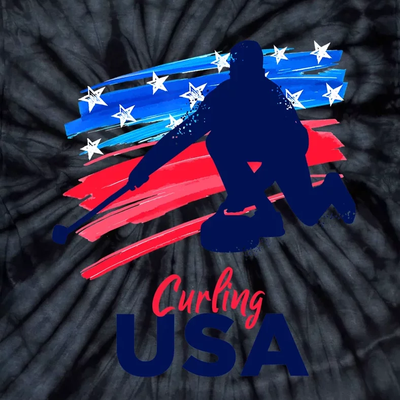 Curling USA Support The Team USA Flag Curl Clean Tie-Dye T-Shirt