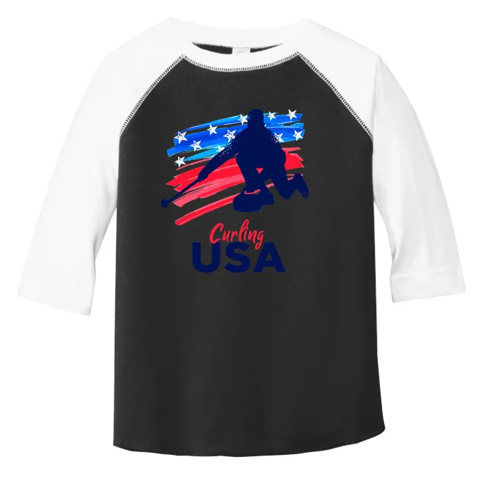 Curling USA Support The Team USA Flag Curl Clean Toddler Fine Jersey T-Shirt