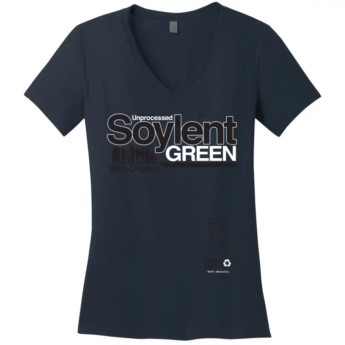 Contents Unprocessed Soylent Green (On Green) Women's V-Neck T-Shirt