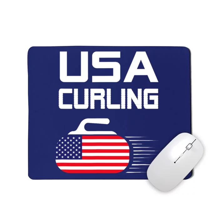 Curling USA Support Team American Flag Winter Sports Lovers Mousepad