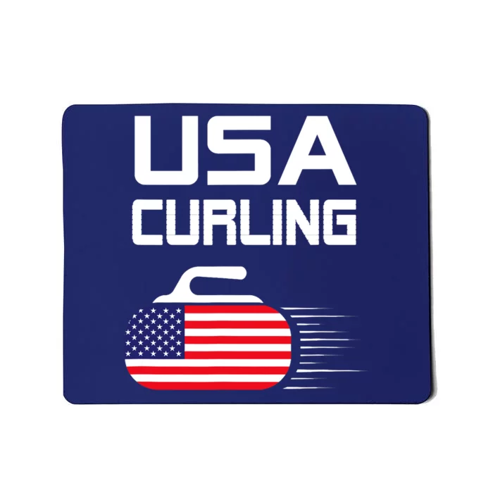 Curling USA Support Team American Flag Winter Sports Lovers Mousepad